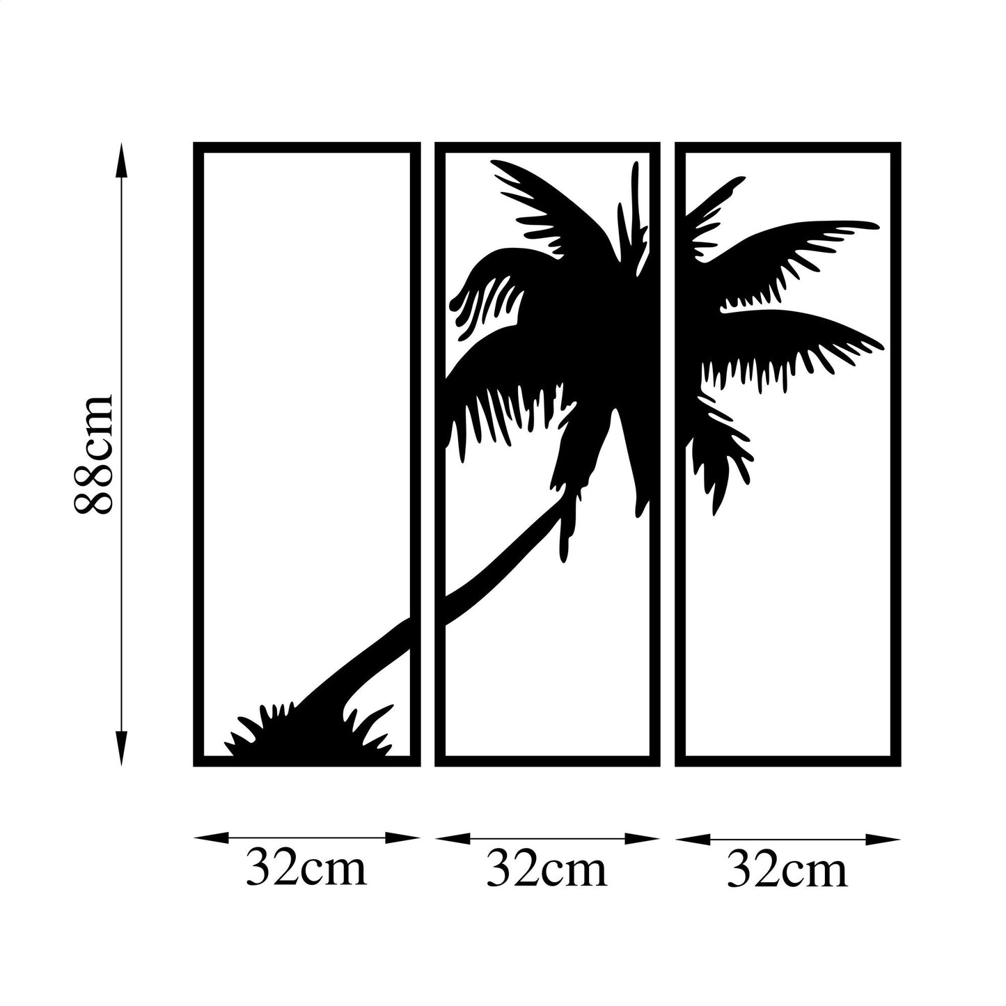 Metalna zidna dekoracija, Palm 3 - 453
