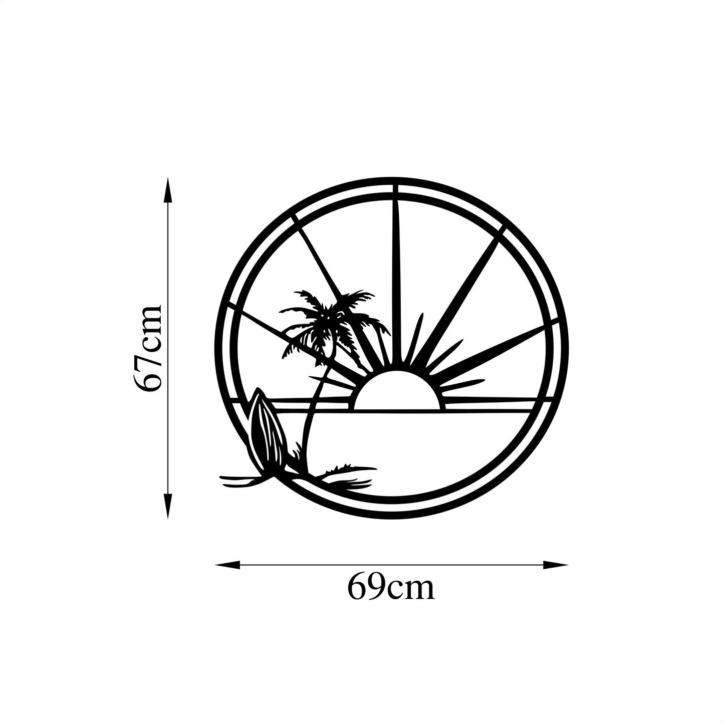 Metalna zidna dekoracija, Sea Sand Sun Surf - 466