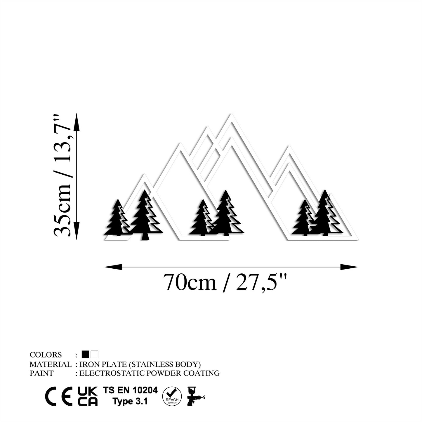 Metalna zidna dekoracija, Mountain - v2