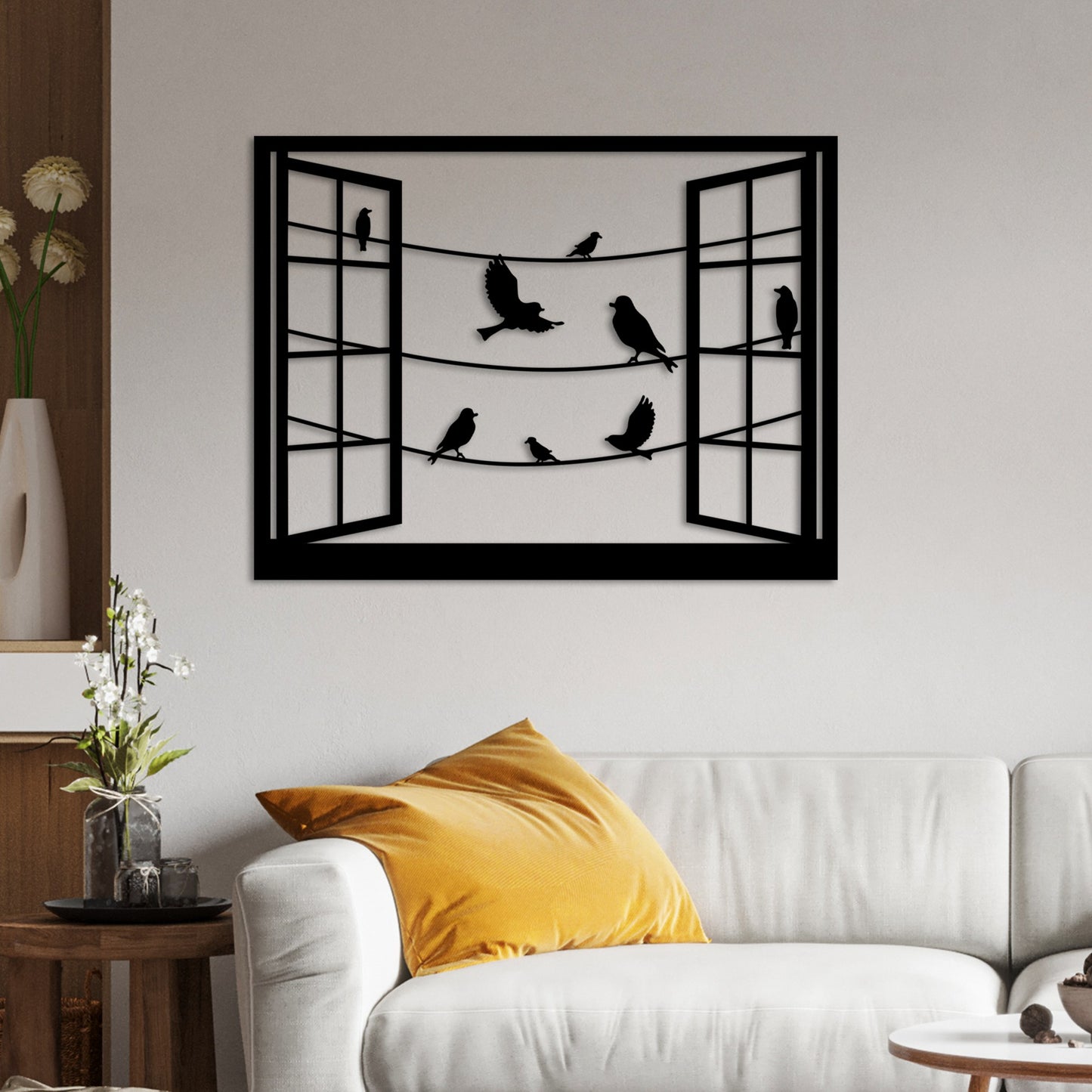 Metalna zidna dekoracija, Birds in Front Of The Window - 1