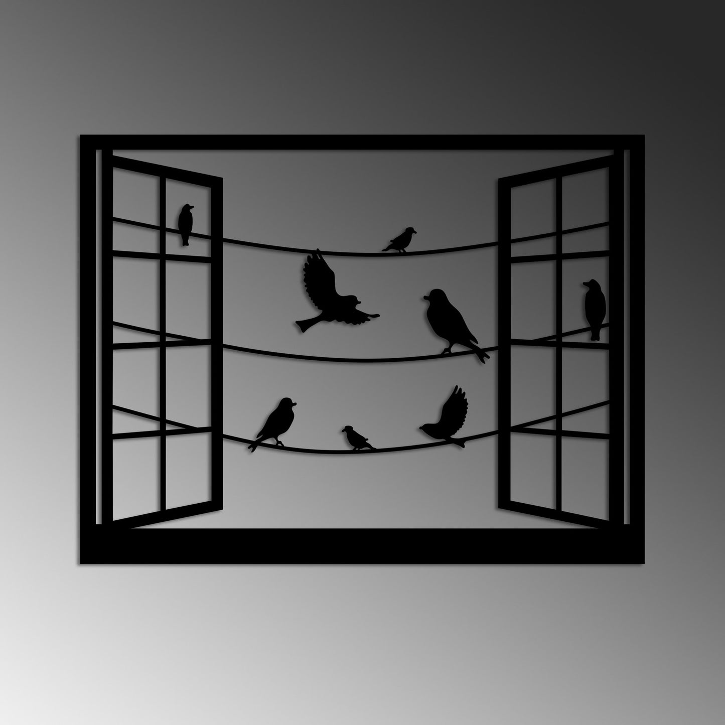Metalna zidna dekoracija, Birds in Front Of The Window - 1