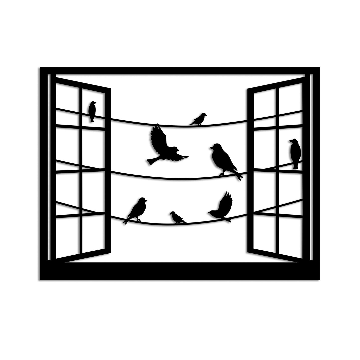 Metalna zidna dekoracija, Birds in Front Of The Window - 1