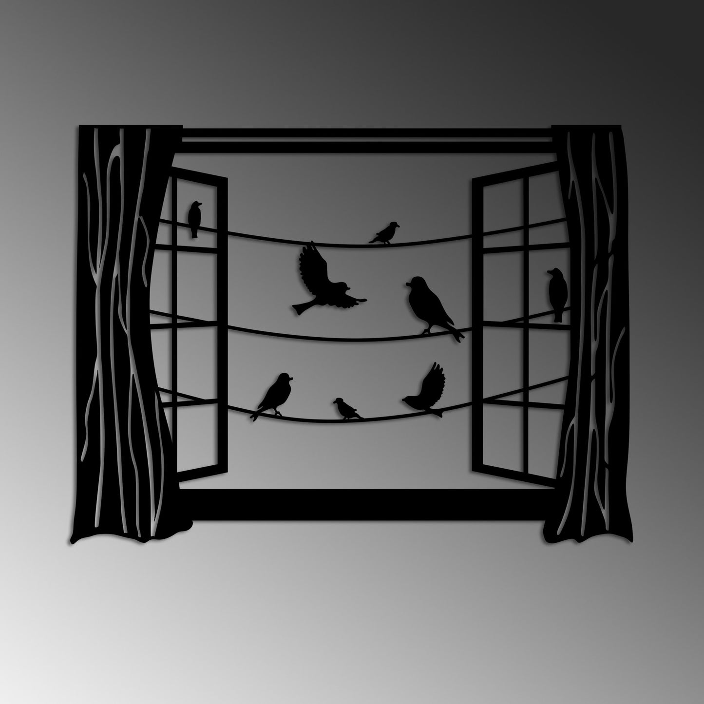 Metalna zidna dekoracija, Birds in Front Of The Window - 2