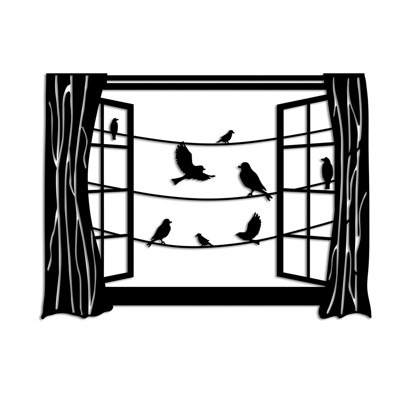 Metalna zidna dekoracija, Birds in Front Of The Window - 2