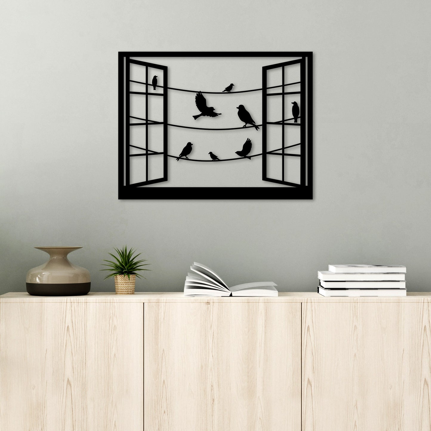 Metalna zidna dekoracija, Birds in Front Of The Window - 3