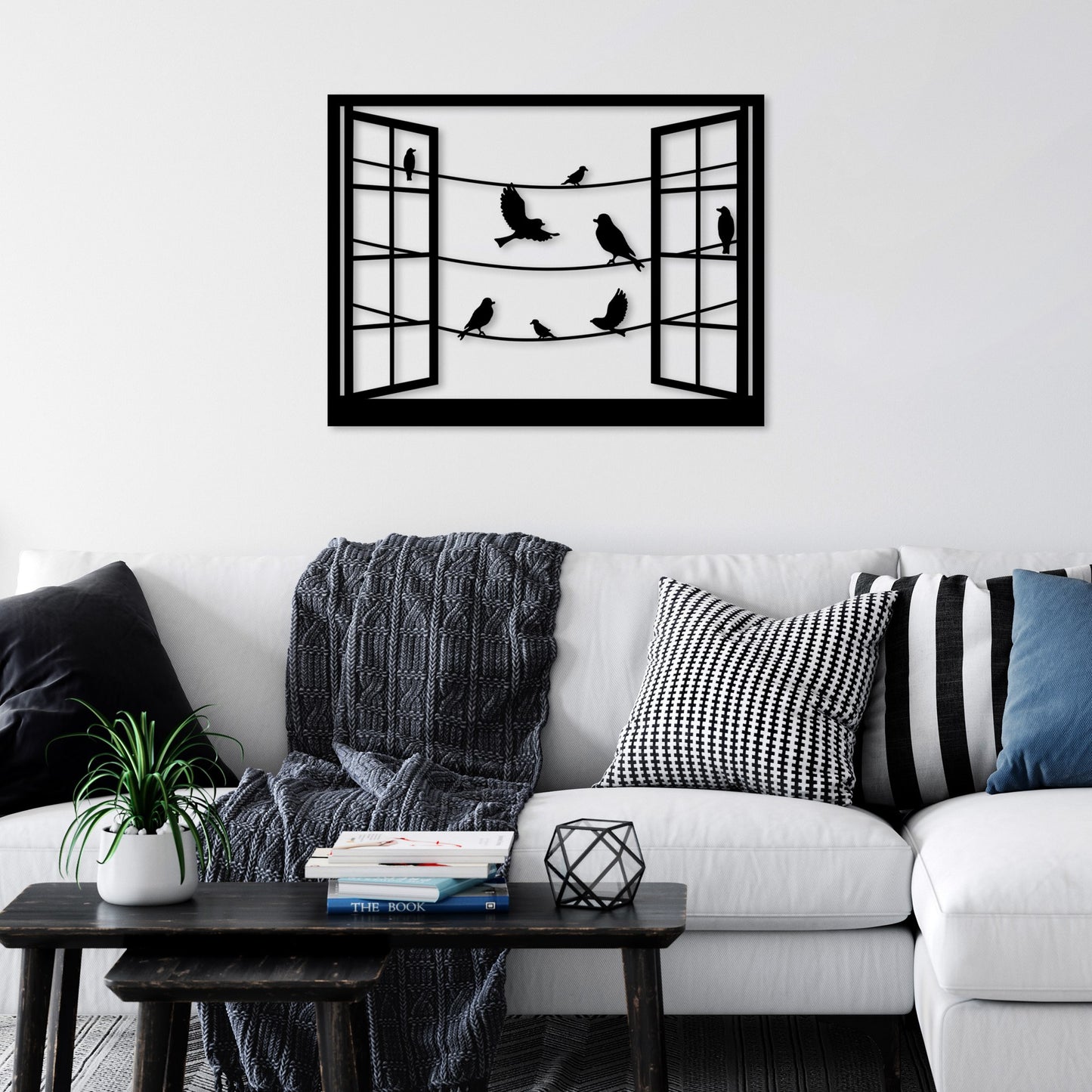 Metalna zidna dekoracija, Birds in Front Of The Window - 3