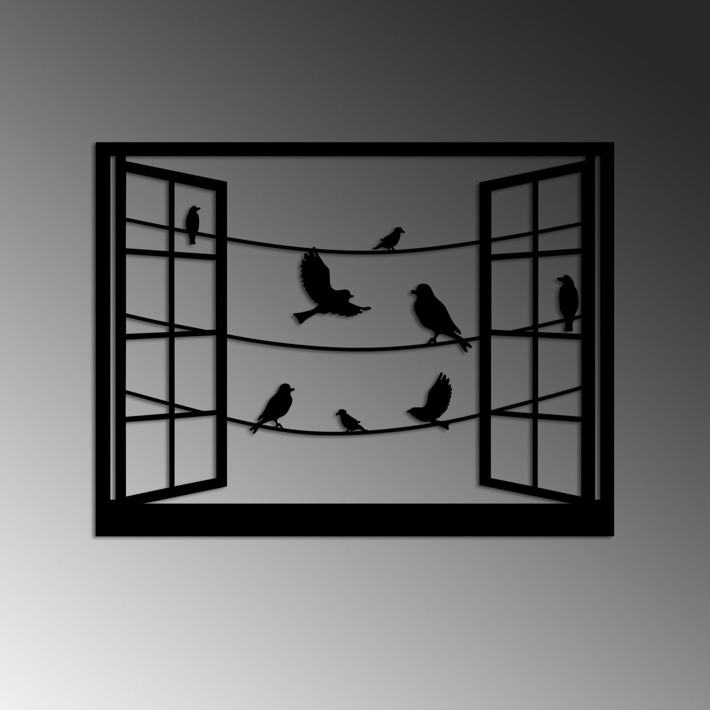 Metalna zidna dekoracija, Birds in Front Of The Window - 3