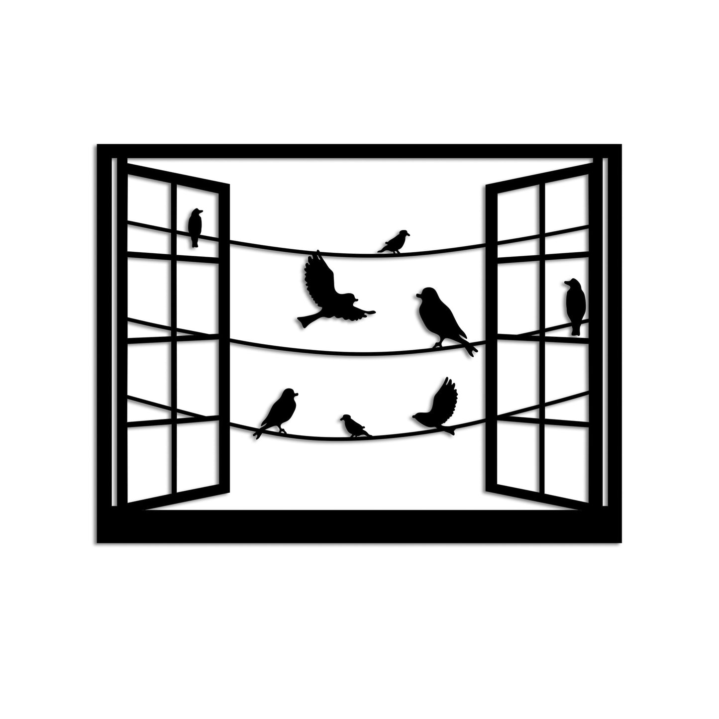 Metalna zidna dekoracija, Birds in Front Of The Window - 3