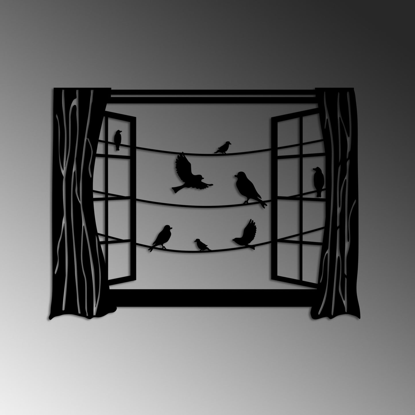 Metalna zidna dekoracija, Birds in Front Of The Window - 4