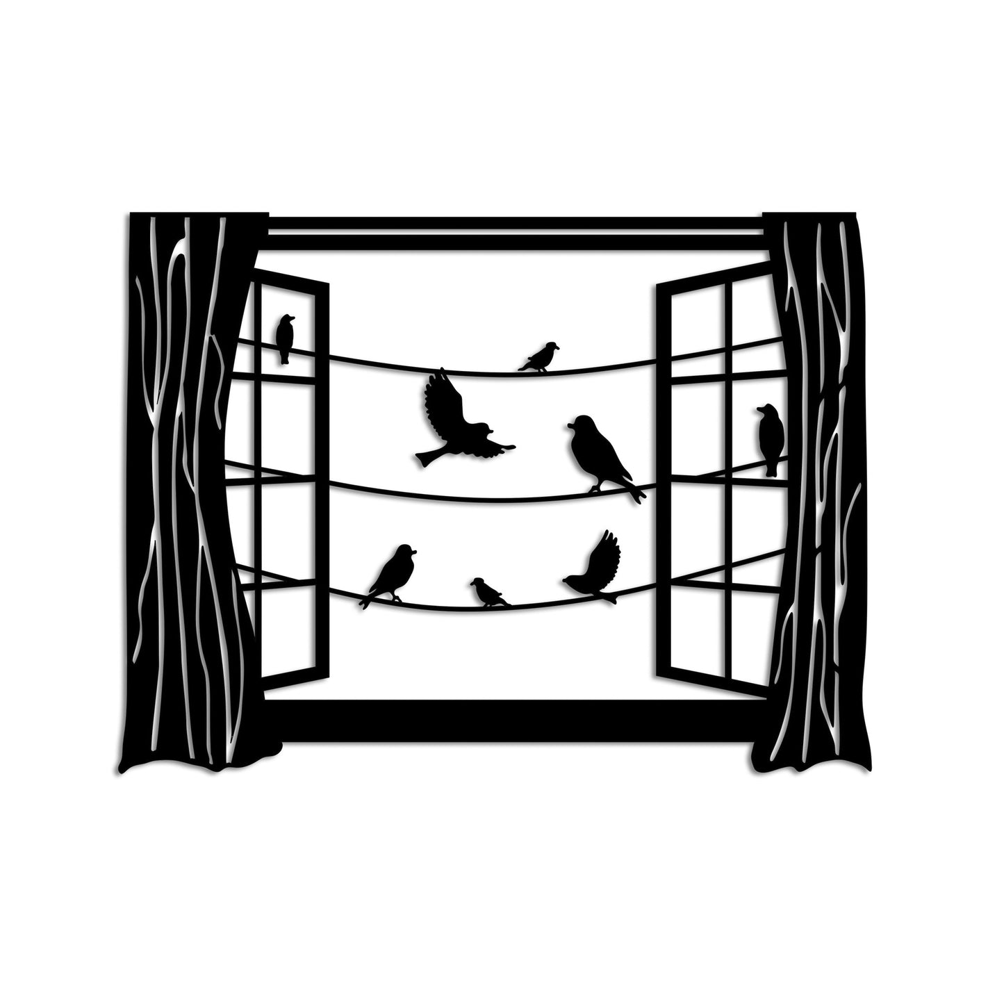 Metalna zidna dekoracija, Birds in Front Of The Window - 4