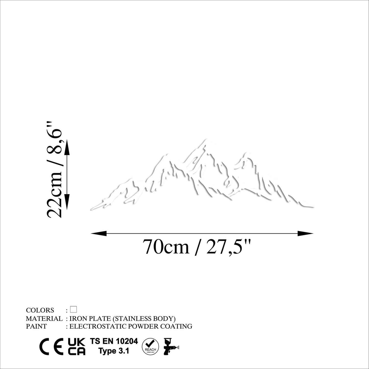 Metalna zidna dekoracija, Mountain - 6