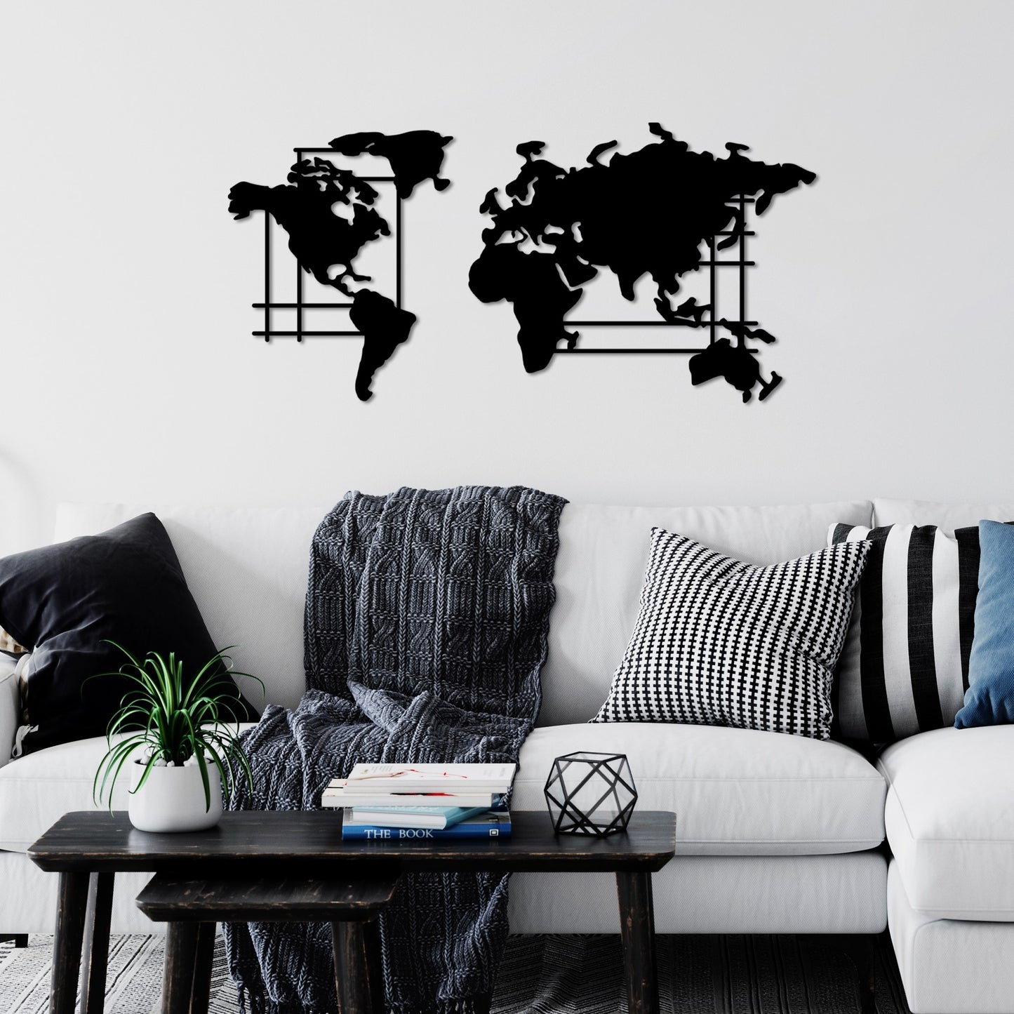 Metalna zidna dekoracija, World Map - M