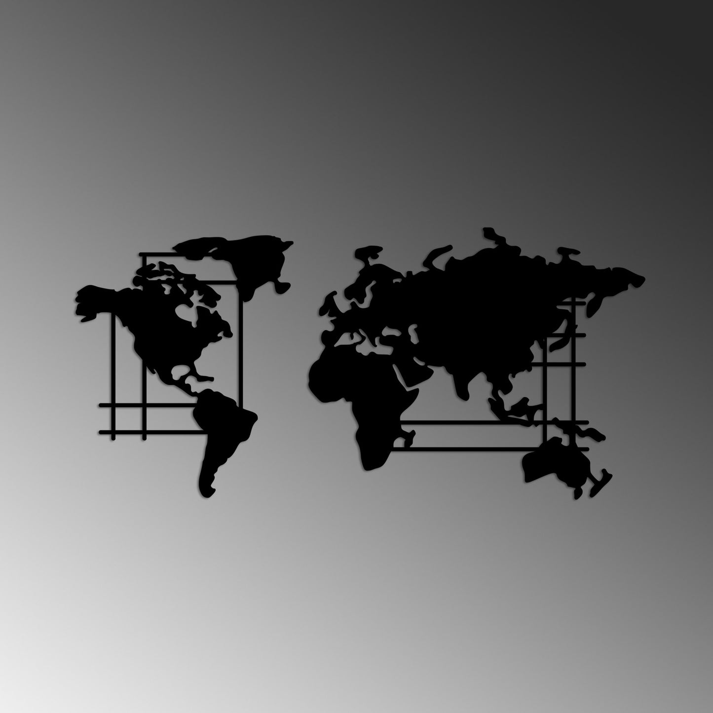 Metalna zidna dekoracija, World Map - M