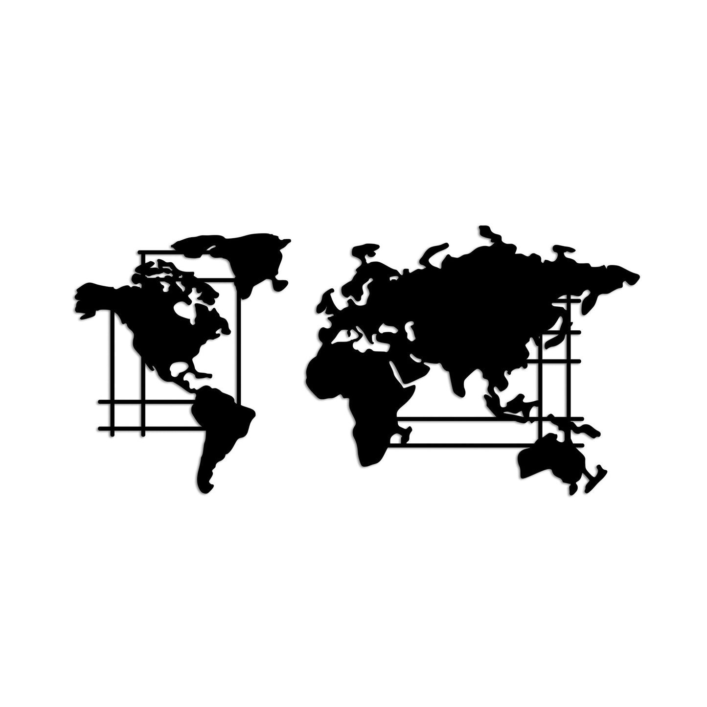 Metalna zidna dekoracija, World Map - M