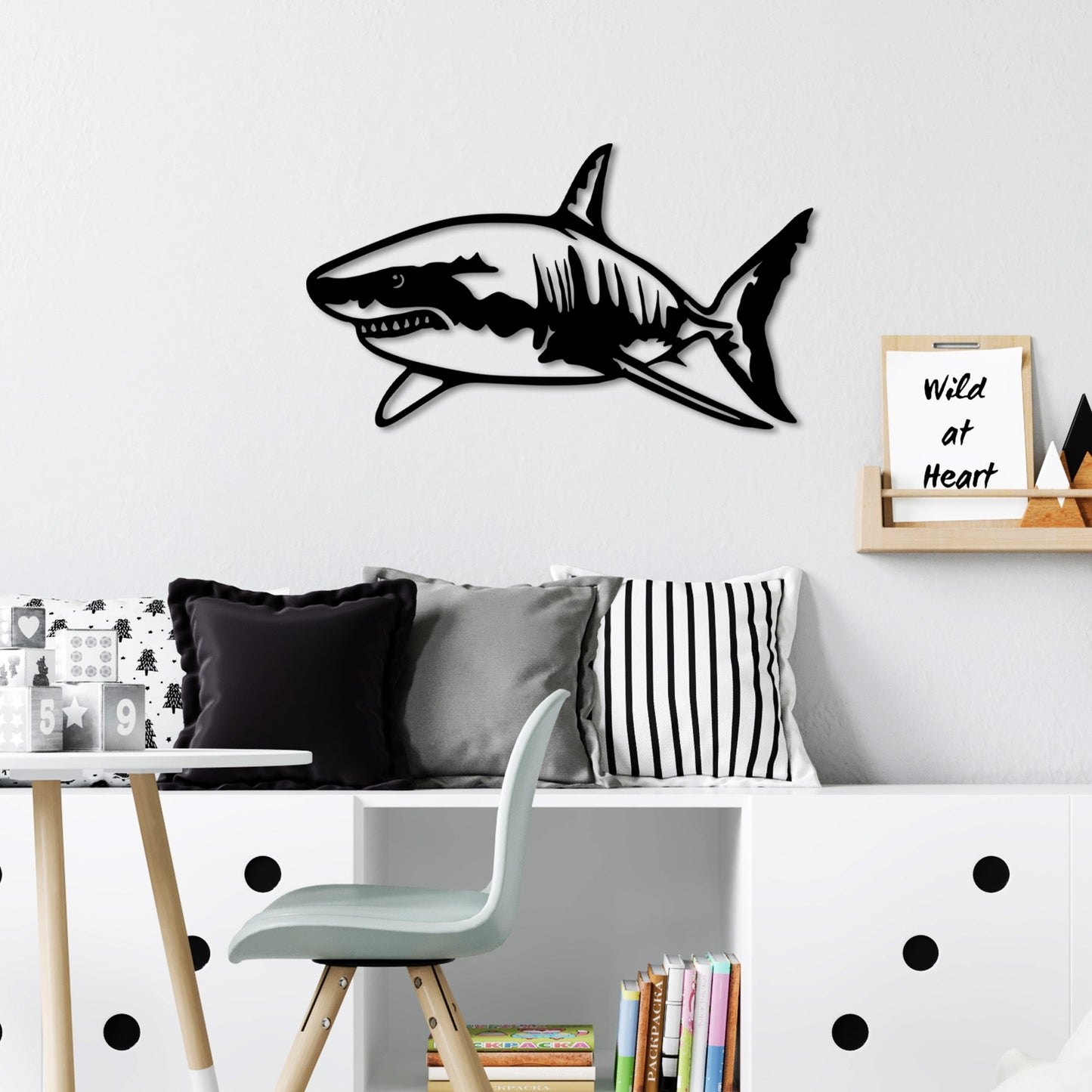 Metalna zidna dekoracija, Shark - L