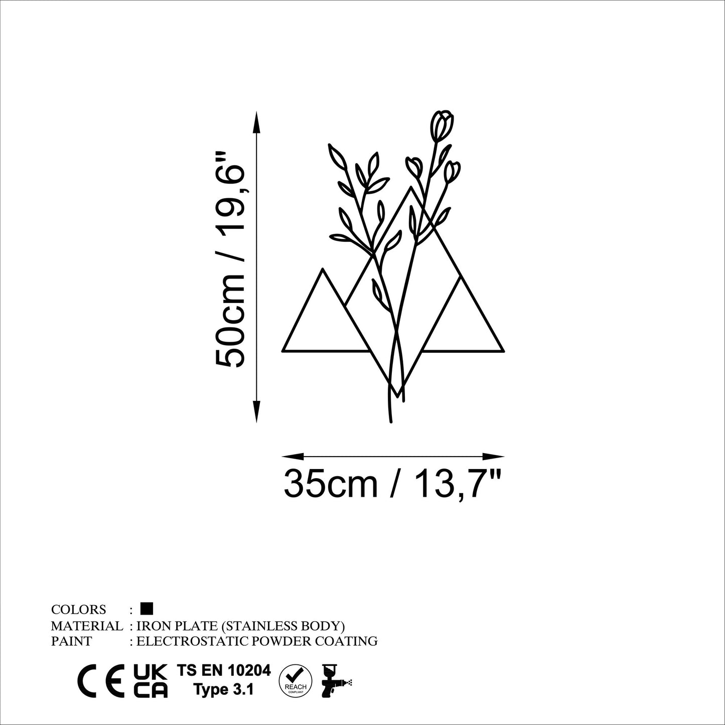 Metalna zidna dekoracija, Flower - M