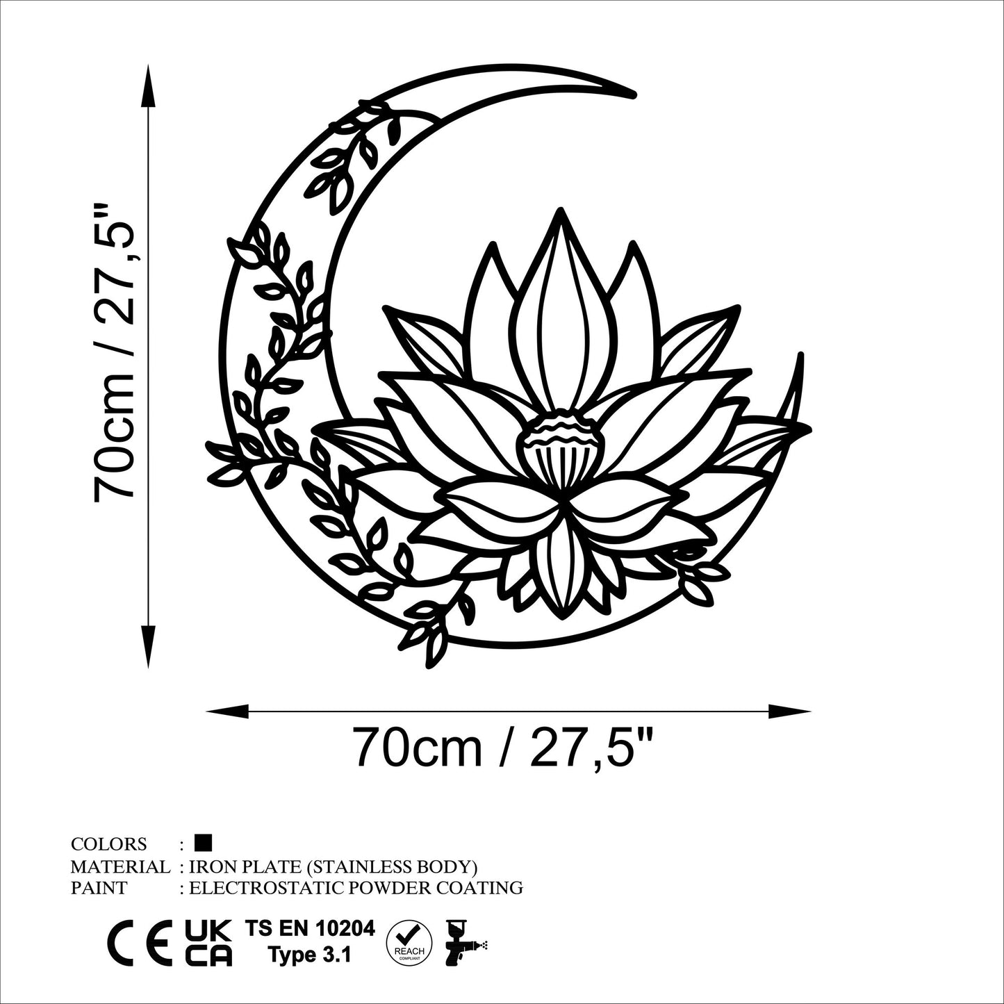 Metalna zidna dekoracija, Flower Moon - L