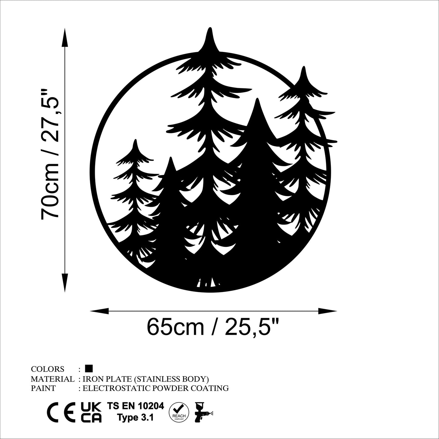 Metalna zidna dekoracija, Trees - L
