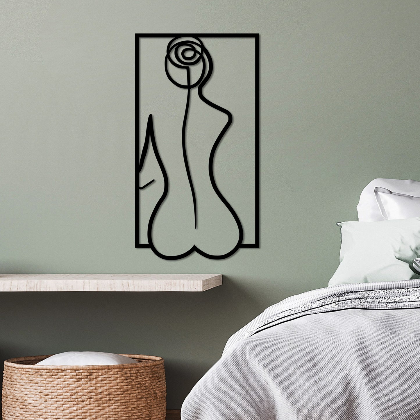 Metalna zidna dekoracija, Rose Silhouette - L