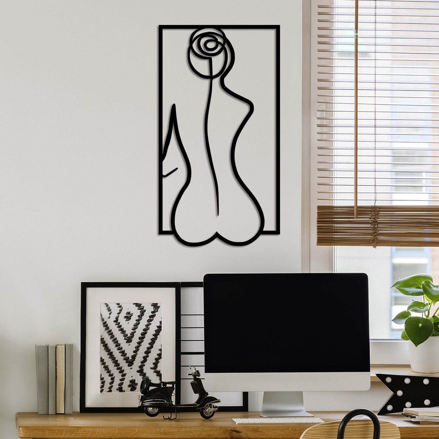 Metalna zidna dekoracija, Rose Silhouette - L