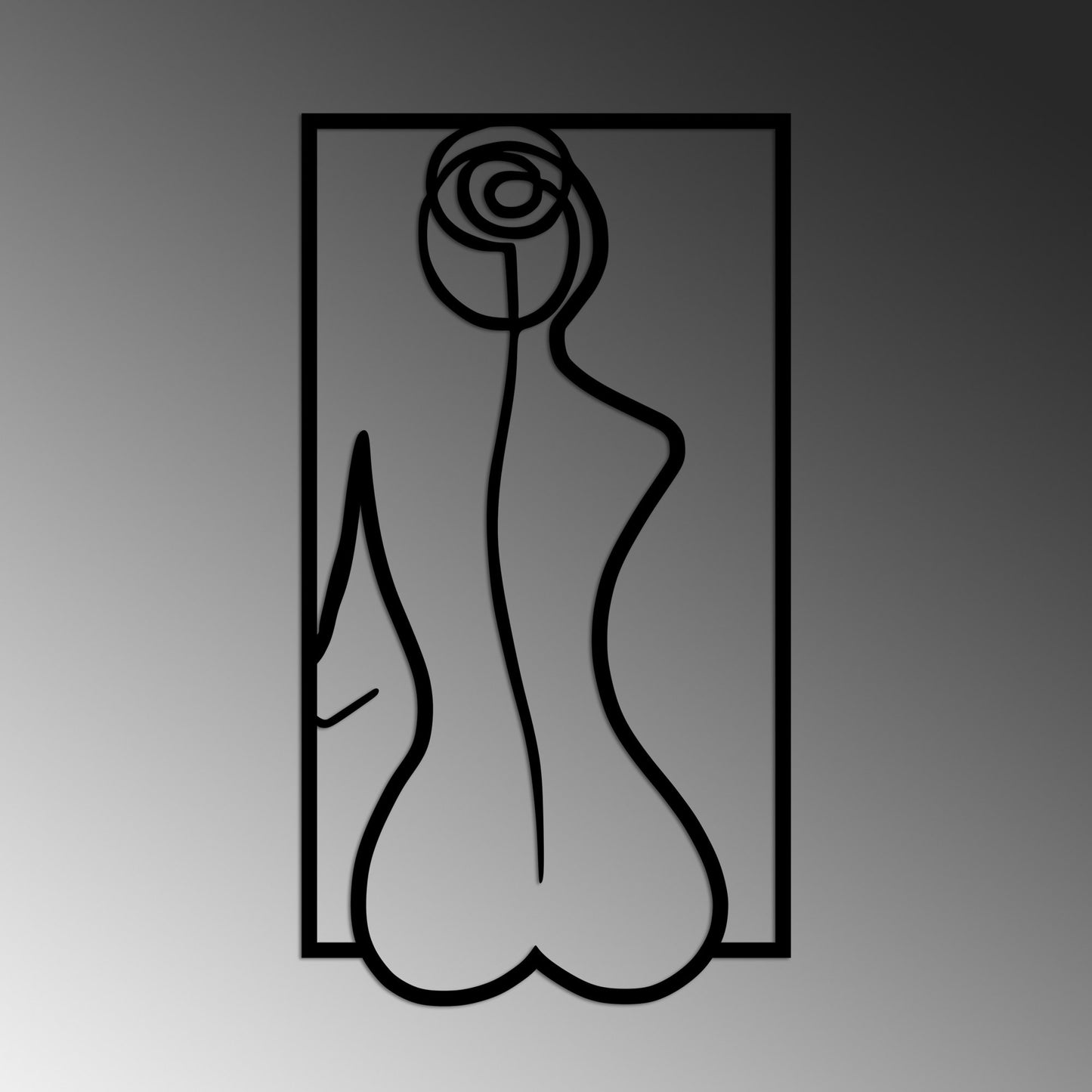 Metalna zidna dekoracija, Rose Silhouette - L