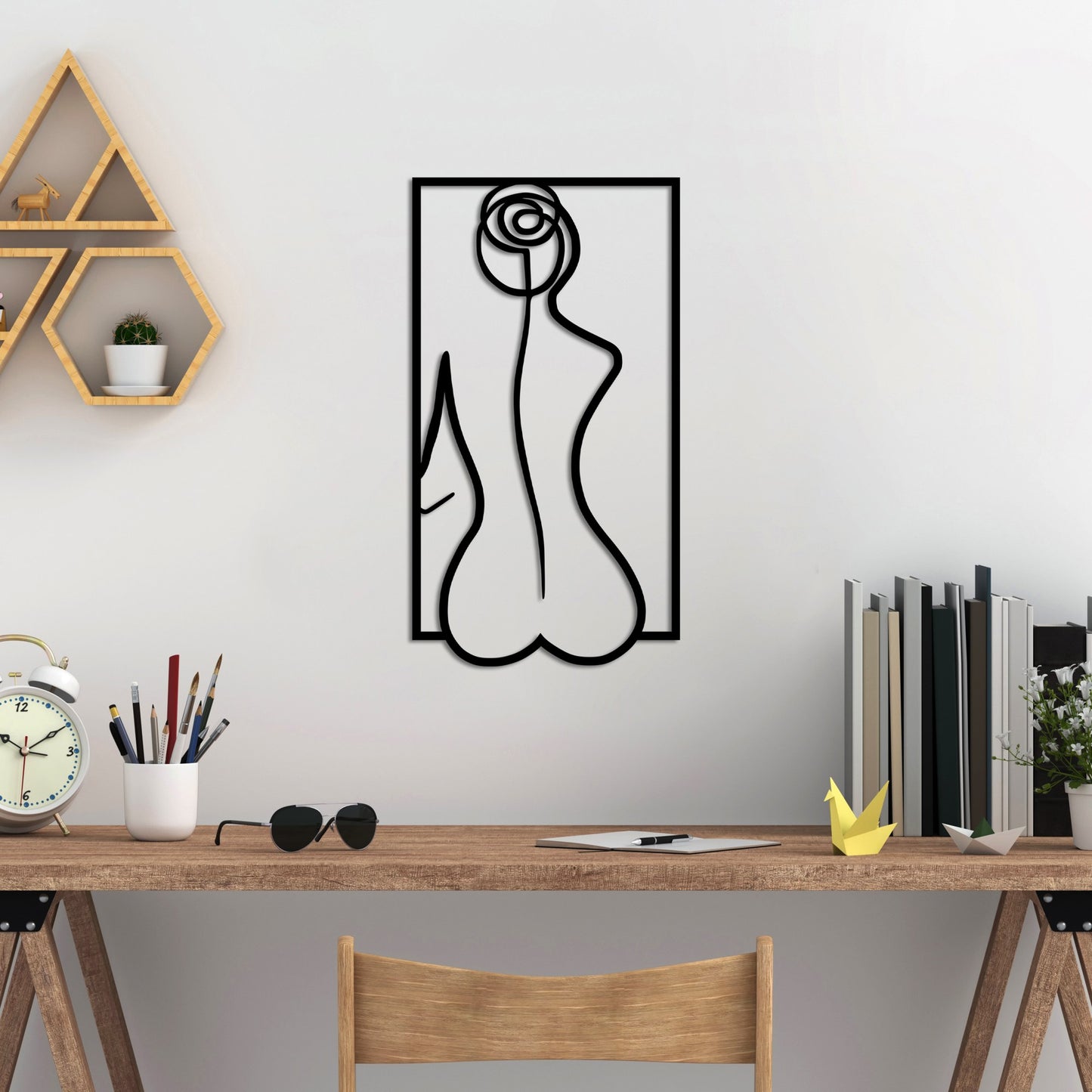 Metalna zidna dekoracija, Rose Silhouette - M
