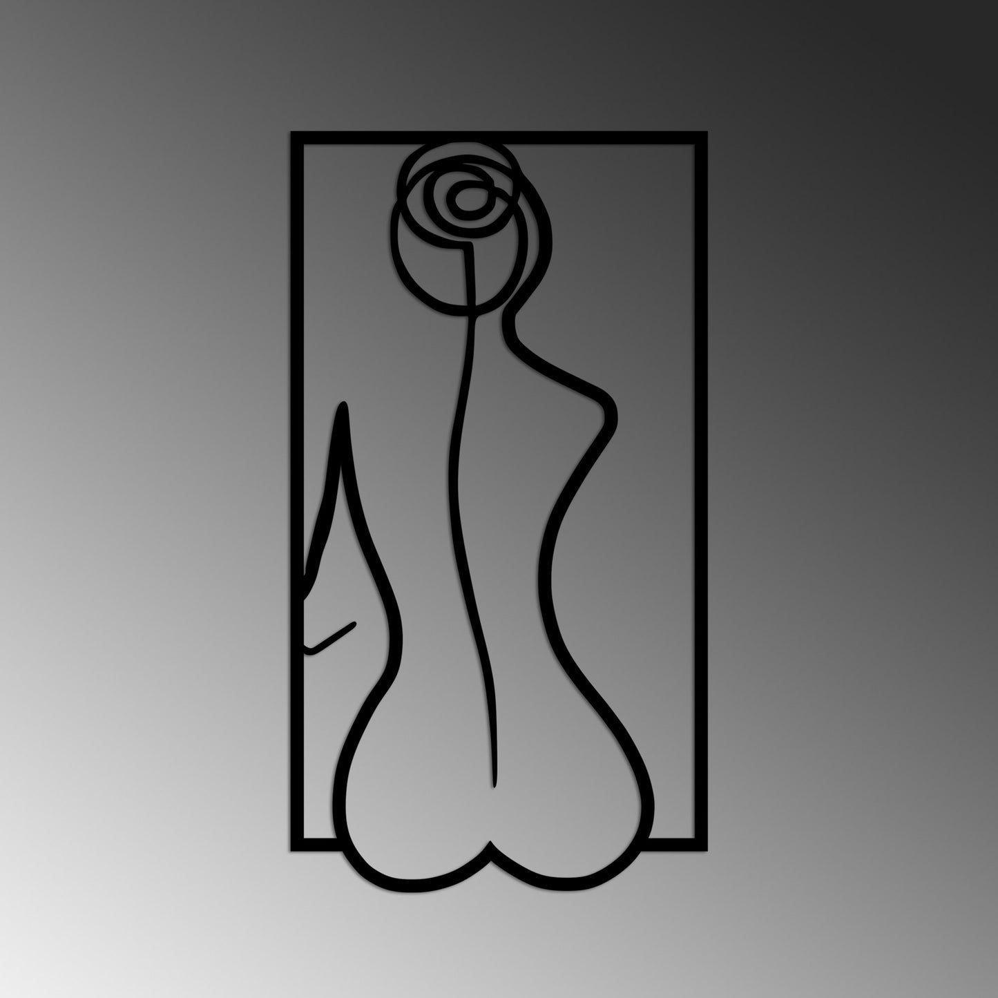 Metalna zidna dekoracija, Rose Silhouette - M