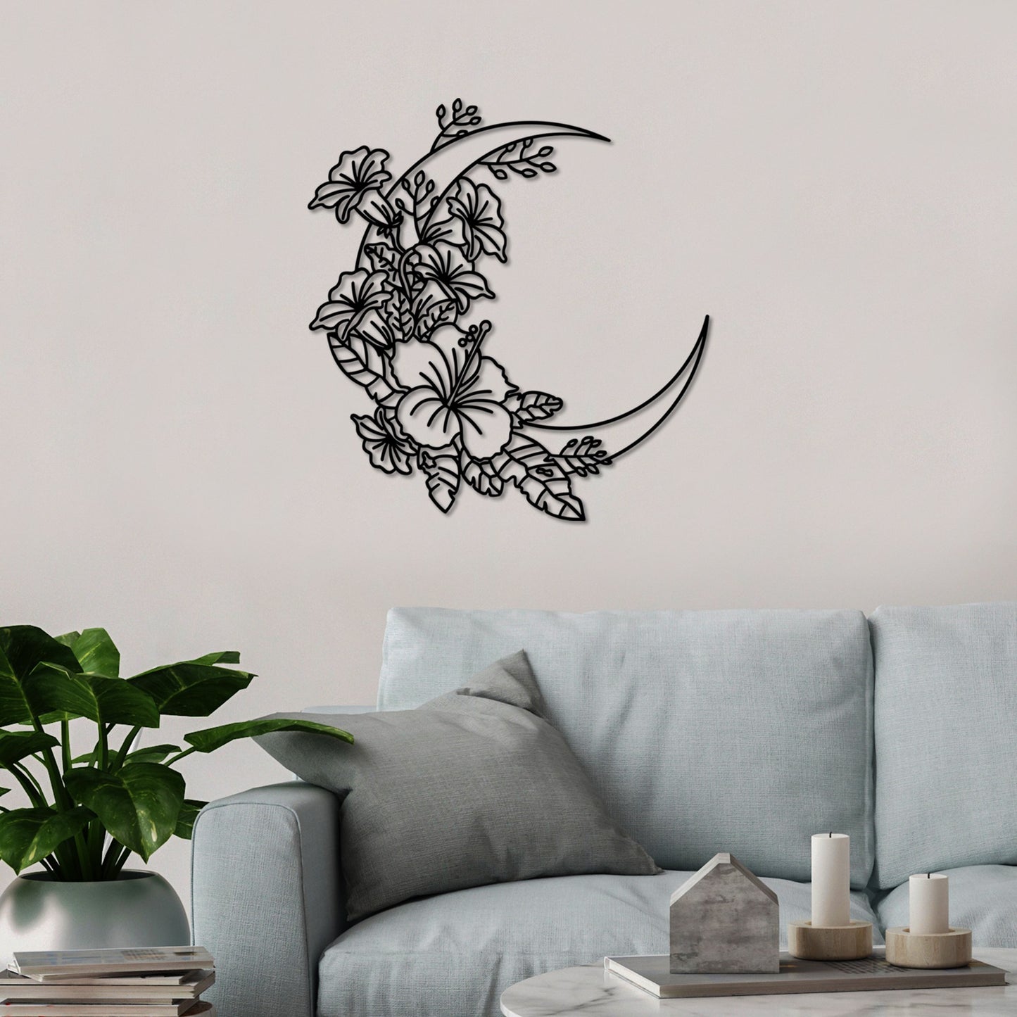 Metalna zidna dekoracija, Flower Moon 1 - L