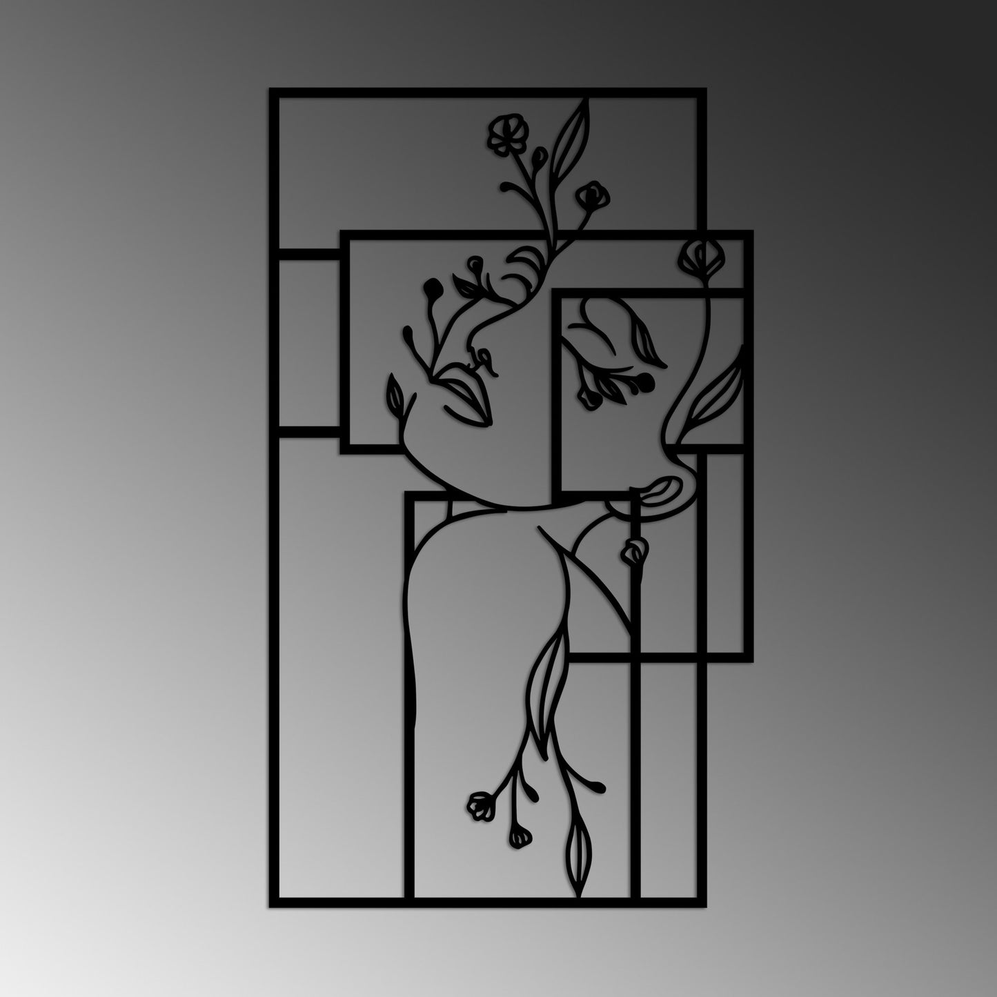 Metalna zidna dekoracija, Flower Woman 1 - L