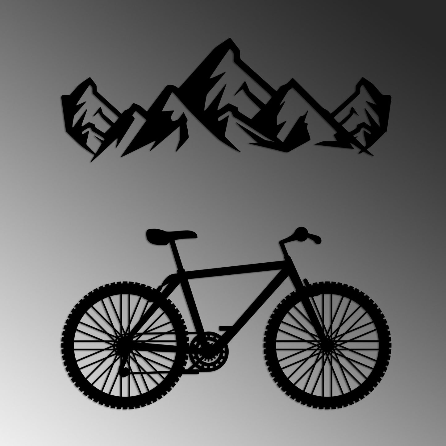 Metalna zidna dekoracija, Mountain And Bicycle - L