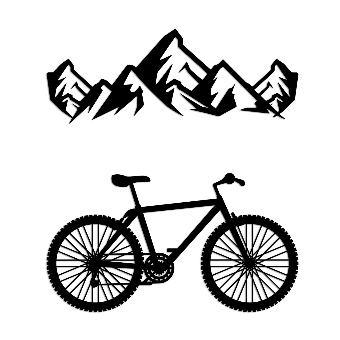 Metalna zidna dekoracija, Mountain And Bicycle - L