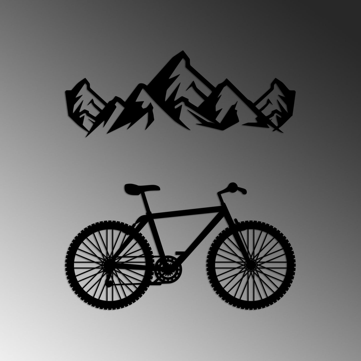 Metalna zidna dekoracija, Mountain And Bicycle - M
