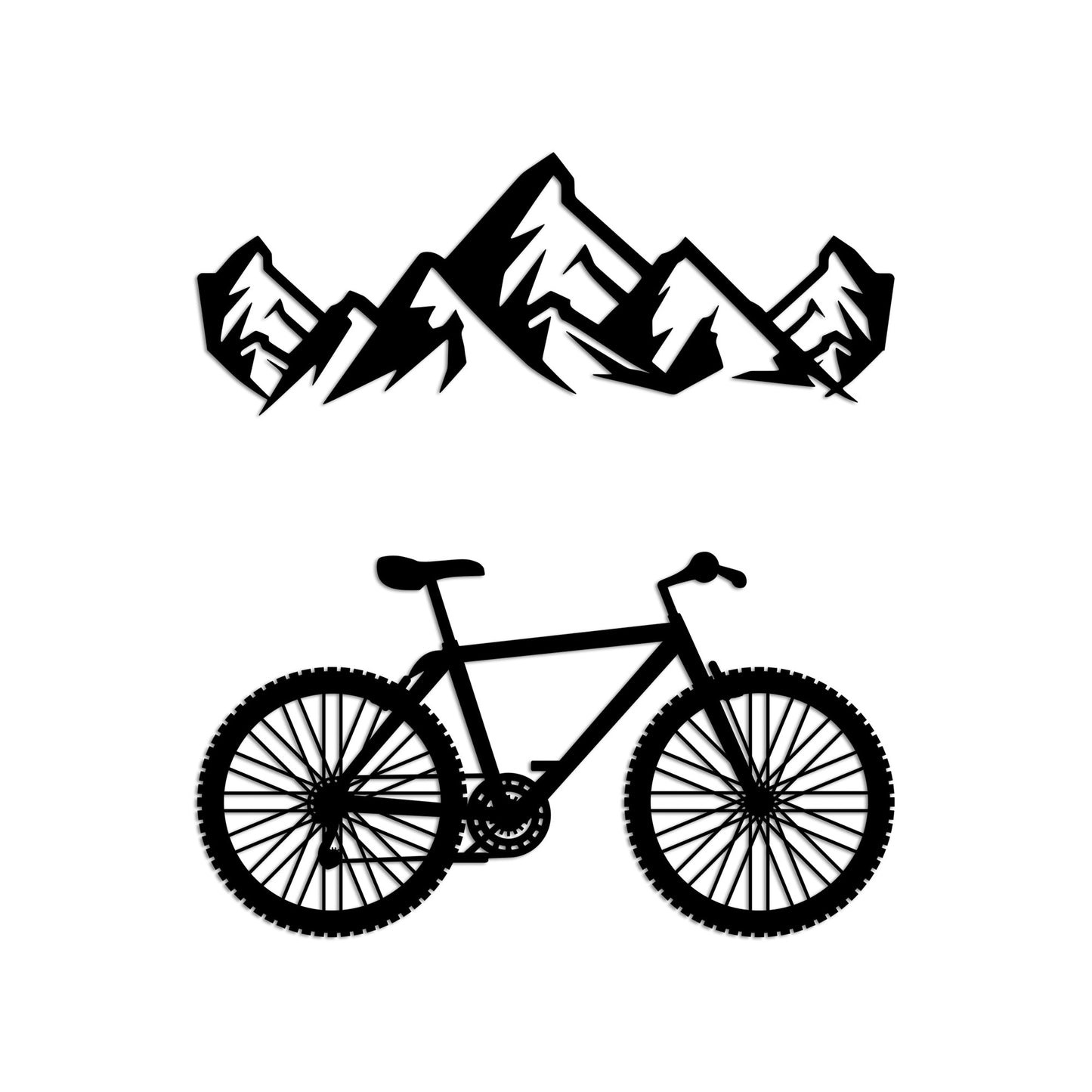 Metalna zidna dekoracija, Mountain And Bicycle - M