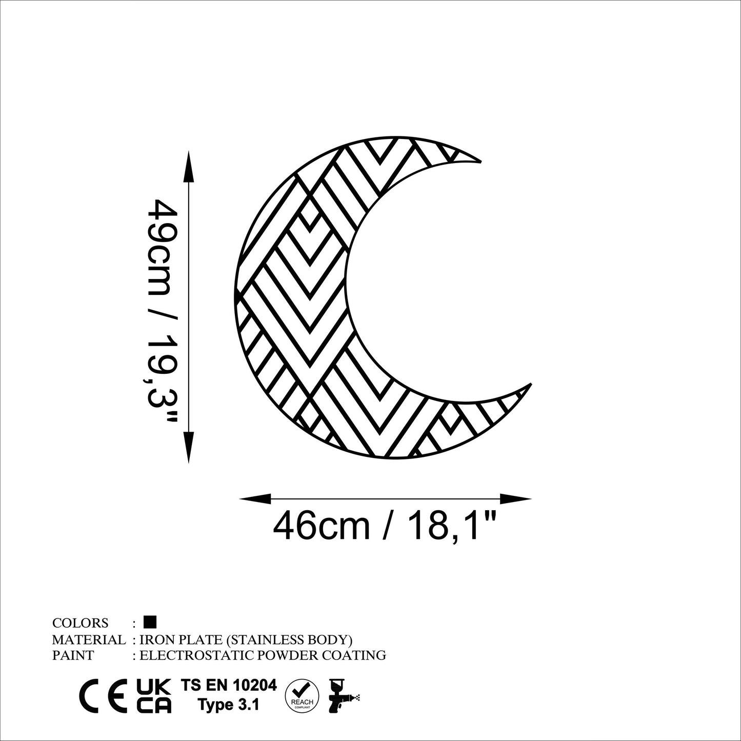 Metalna zidna dekoracija, Crescent 1