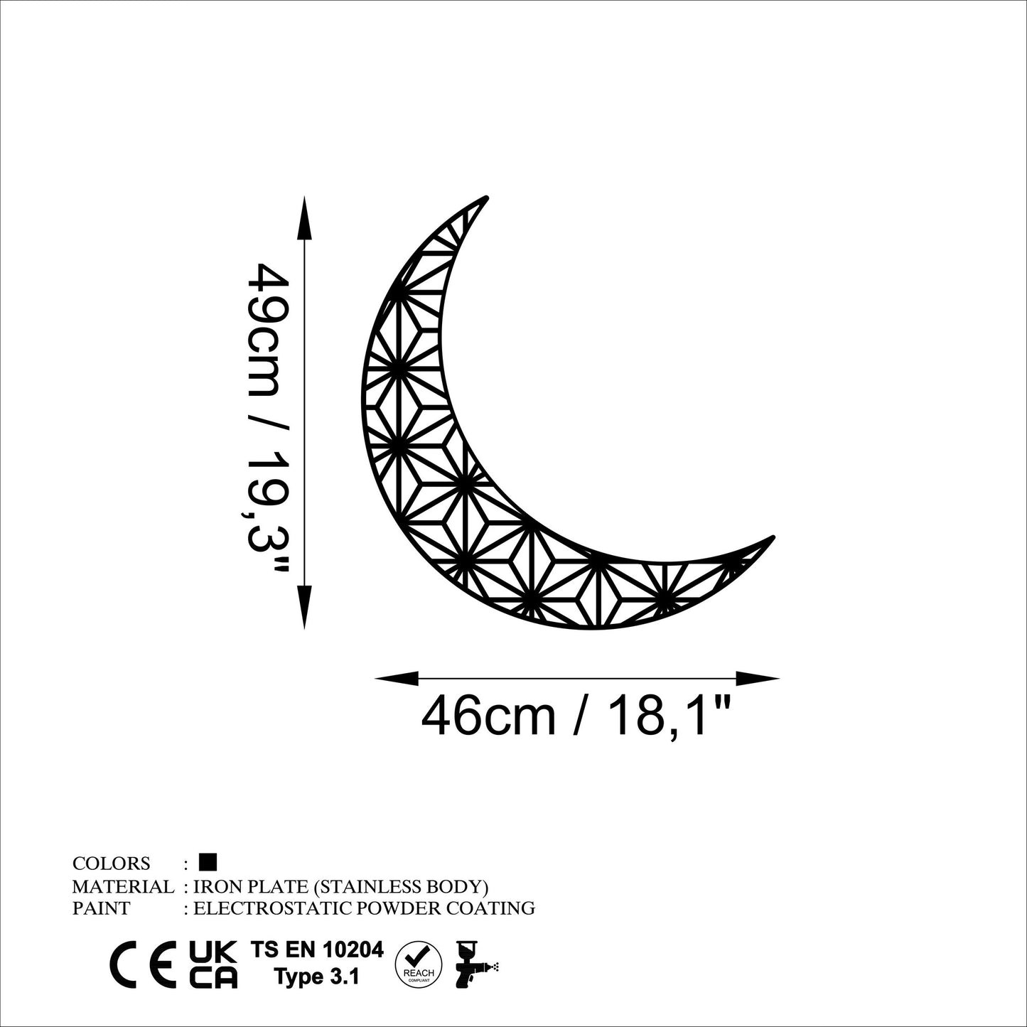 Metalna zidna dekoracija, Crescent 2
