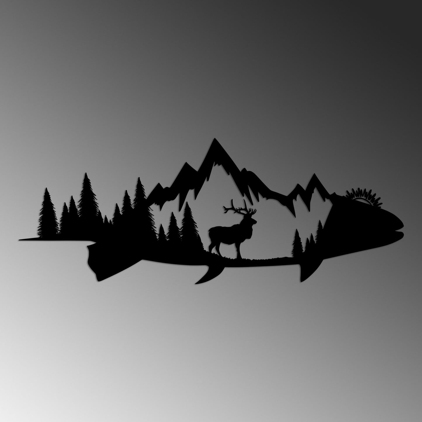 Metalna zidna dekoracija, Mountain And Deer