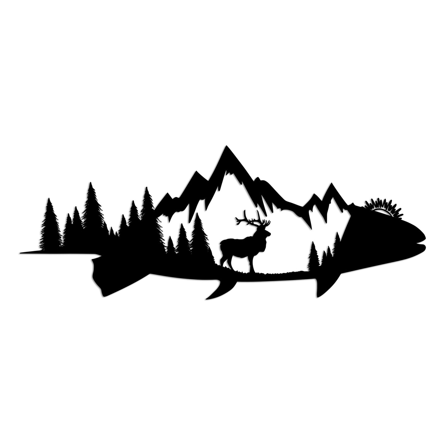 Metalna zidna dekoracija, Mountain And Deer