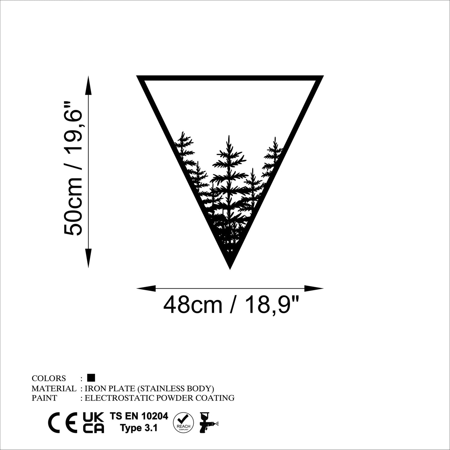 Metalna zidna dekoracija, Tree 14