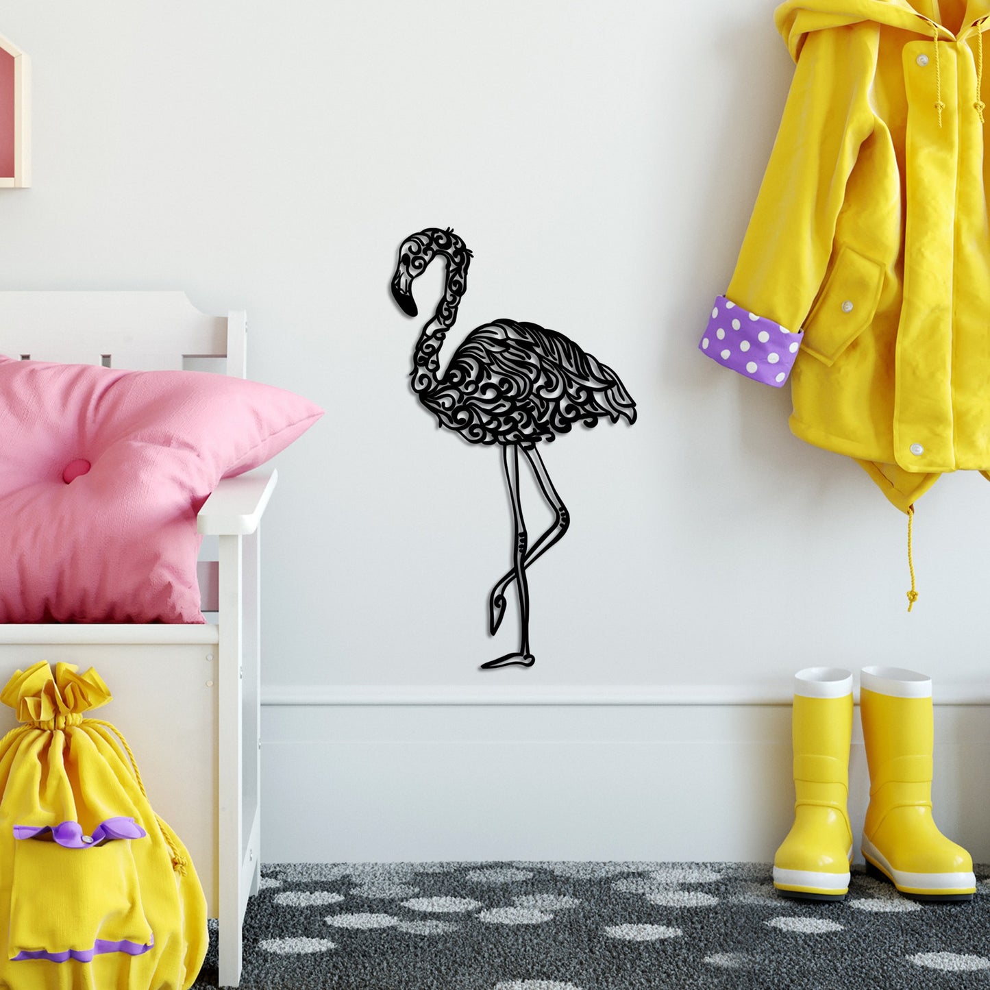 Metalna zidna dekoracija, Flamingo 18