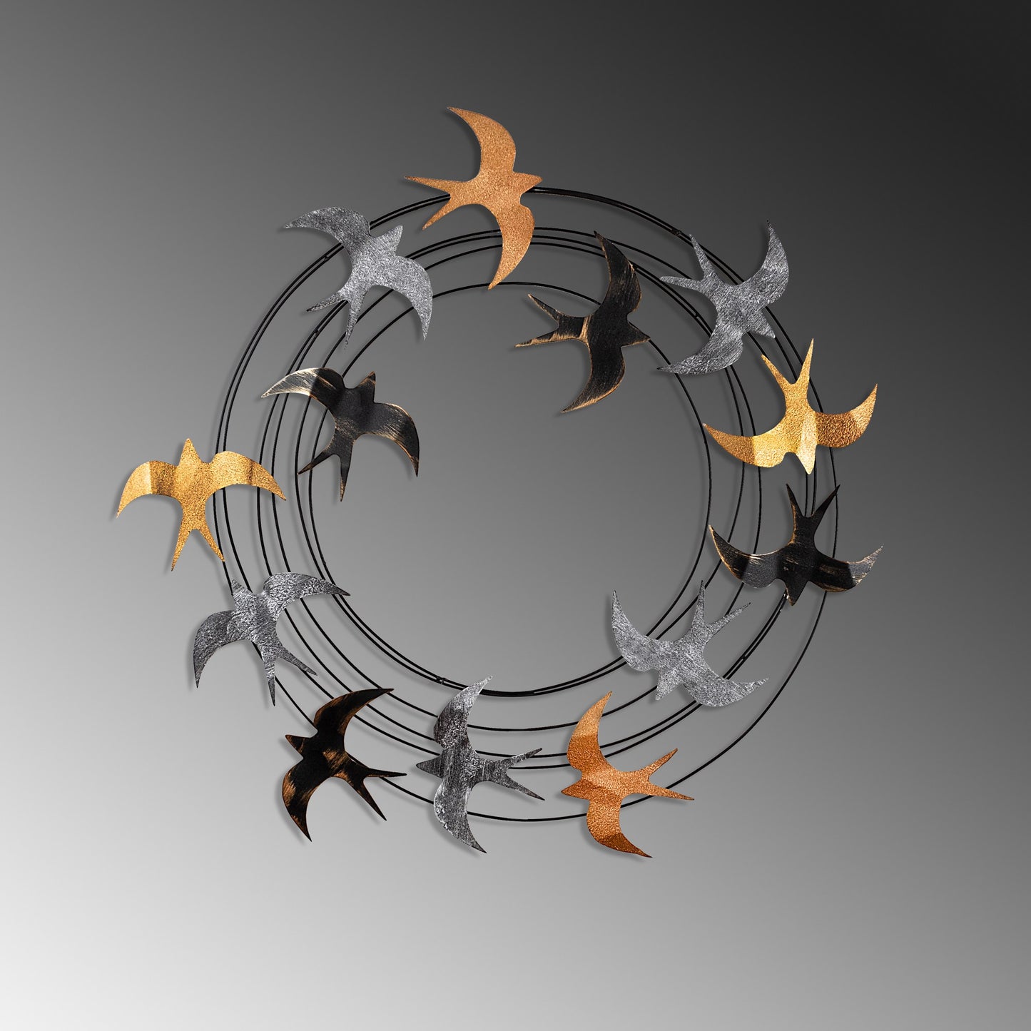 Metalna zidna dekoracija, Spiral Flock 6