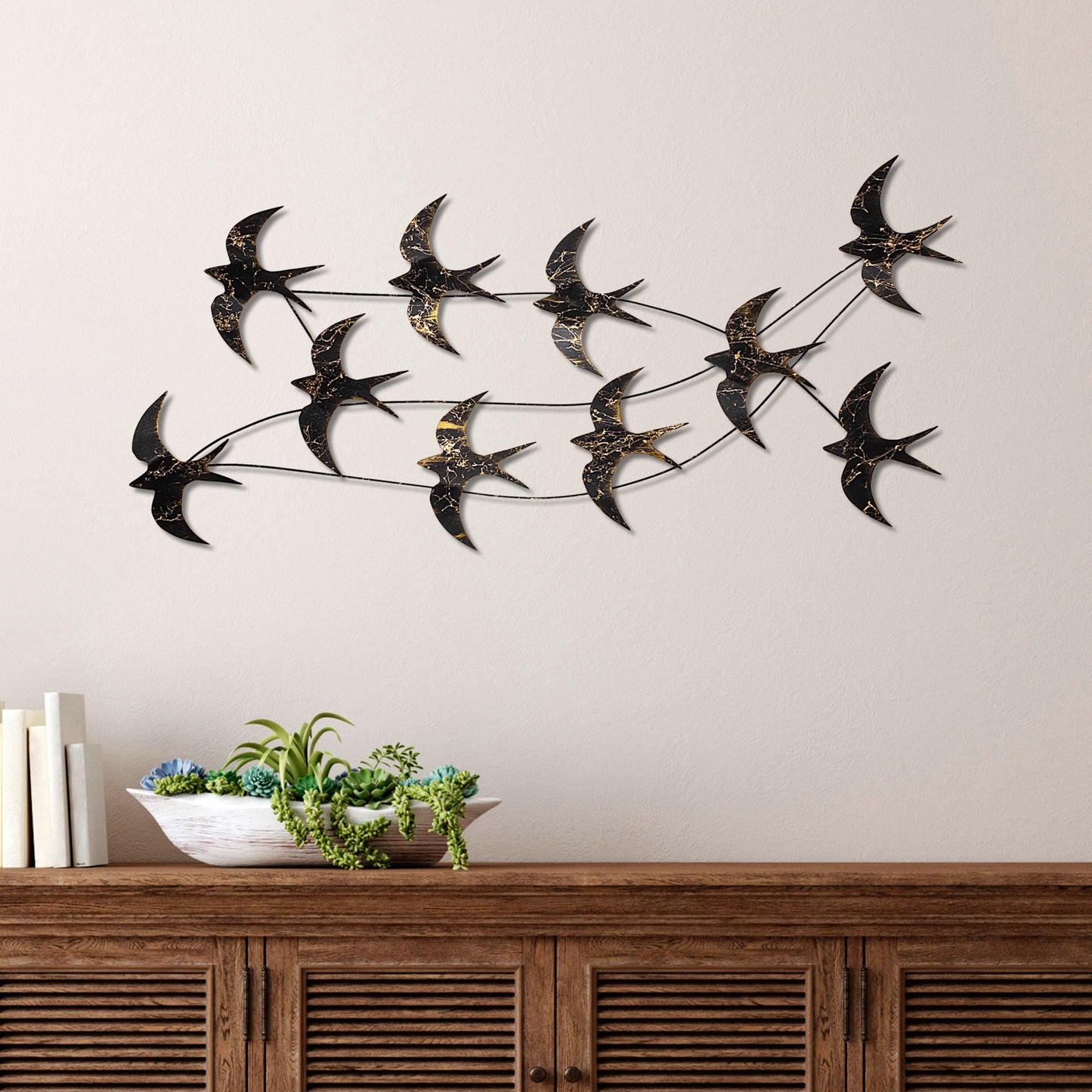 Metalna zidna dekoracija, Flock of Swallows 3
