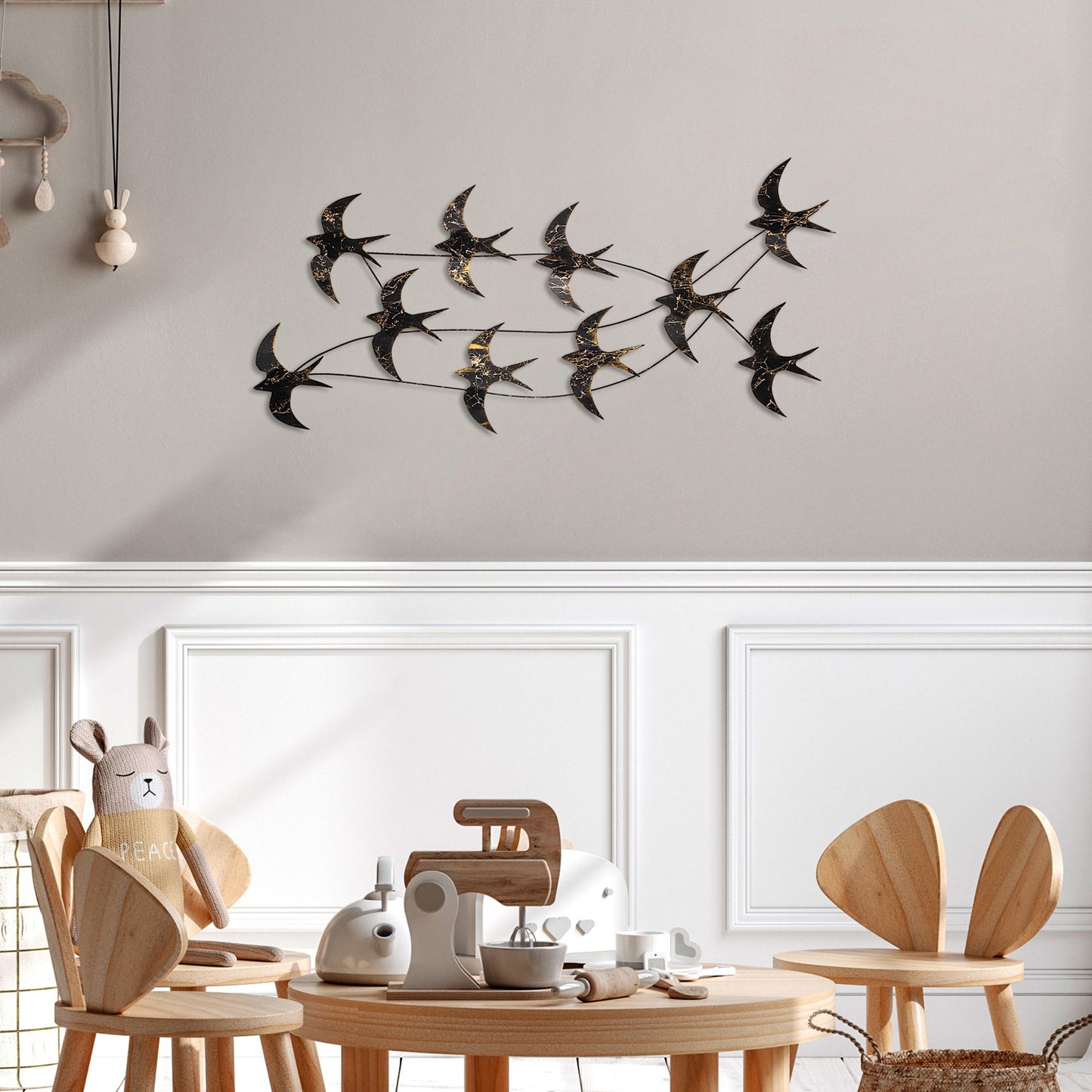 Metalna zidna dekoracija, Flock of Swallows 3