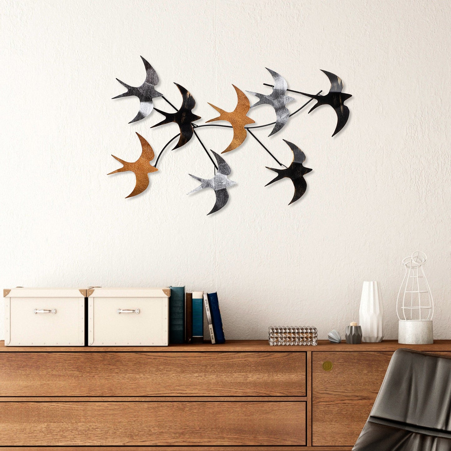 Metalna zidna dekoracija, Flying Birds 2