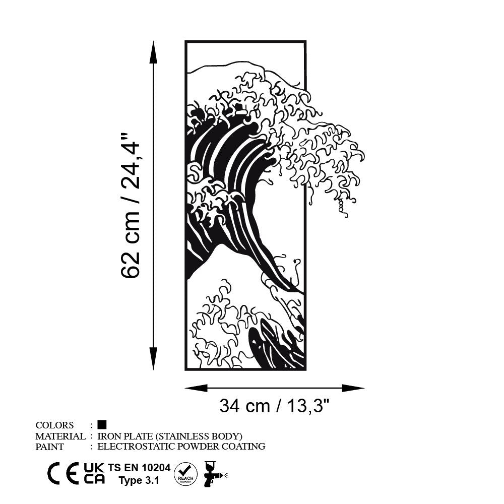 Metalna zidna dekoracija Waves 3