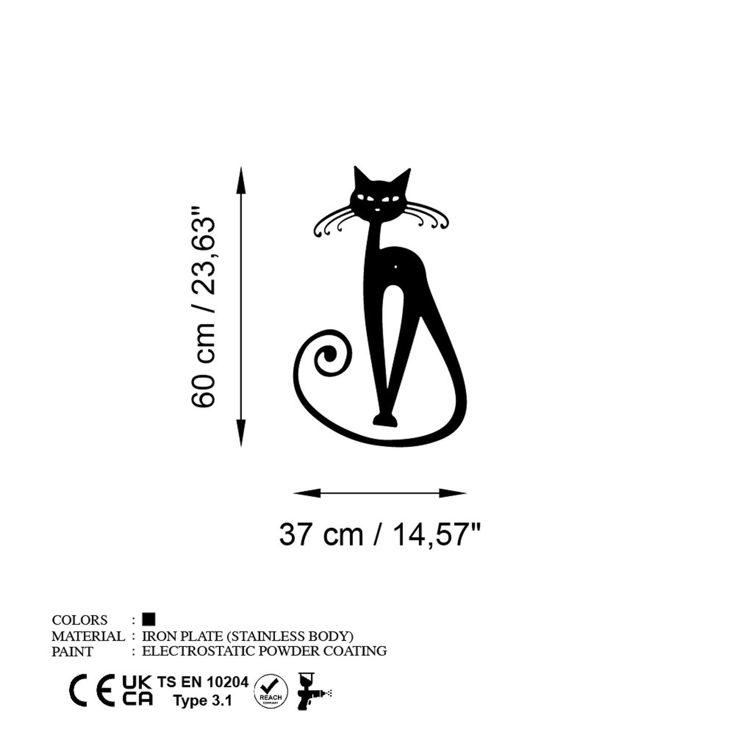 Metalna zidna dekoracija Cat 6