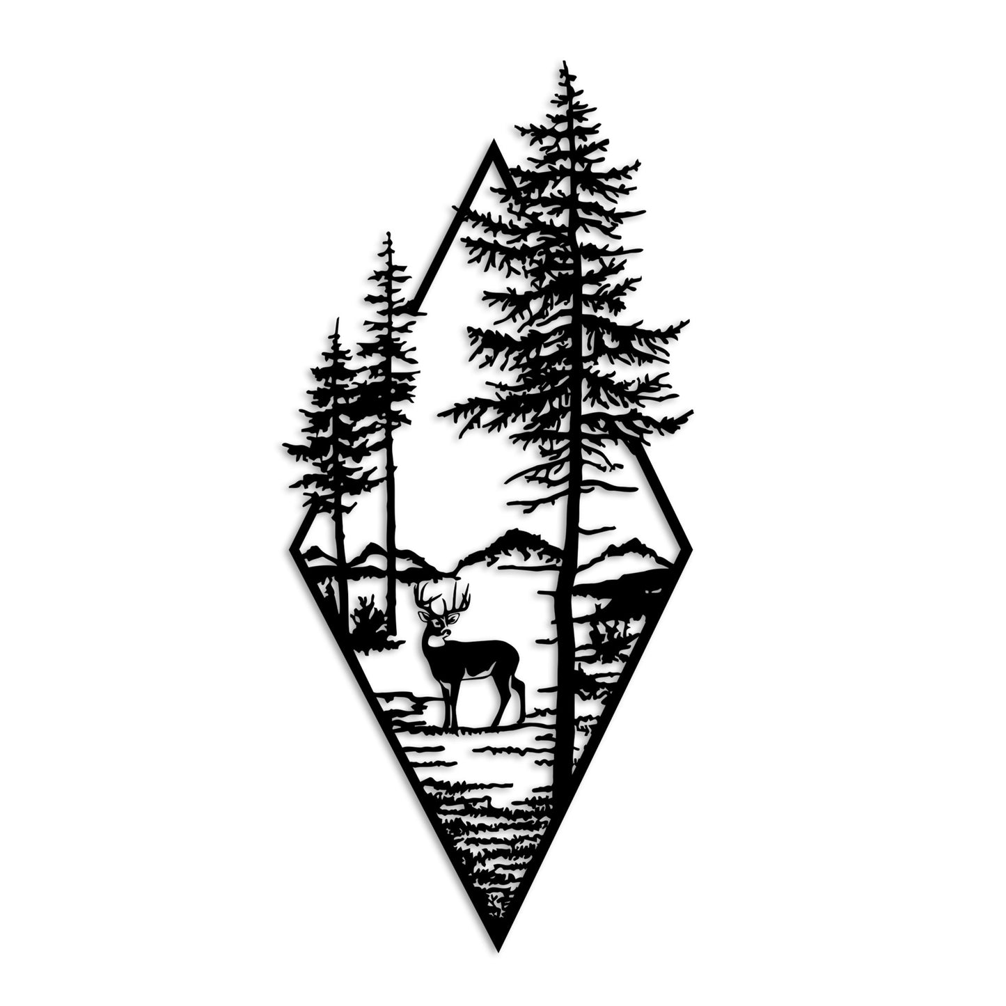 Metalna zidna dekoracija Deer - crna