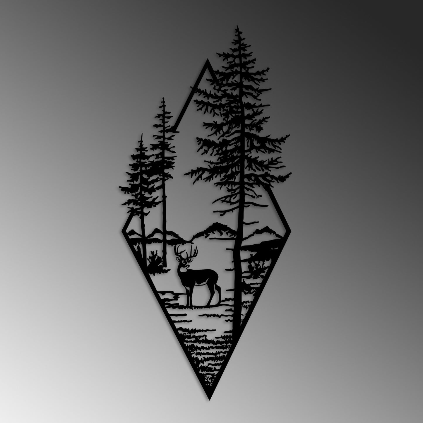 Metalna zidna dekoracija Deer - crna