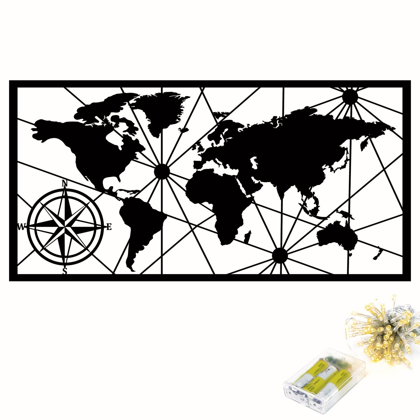 Metalna zidna dekoracija World Map Led 452