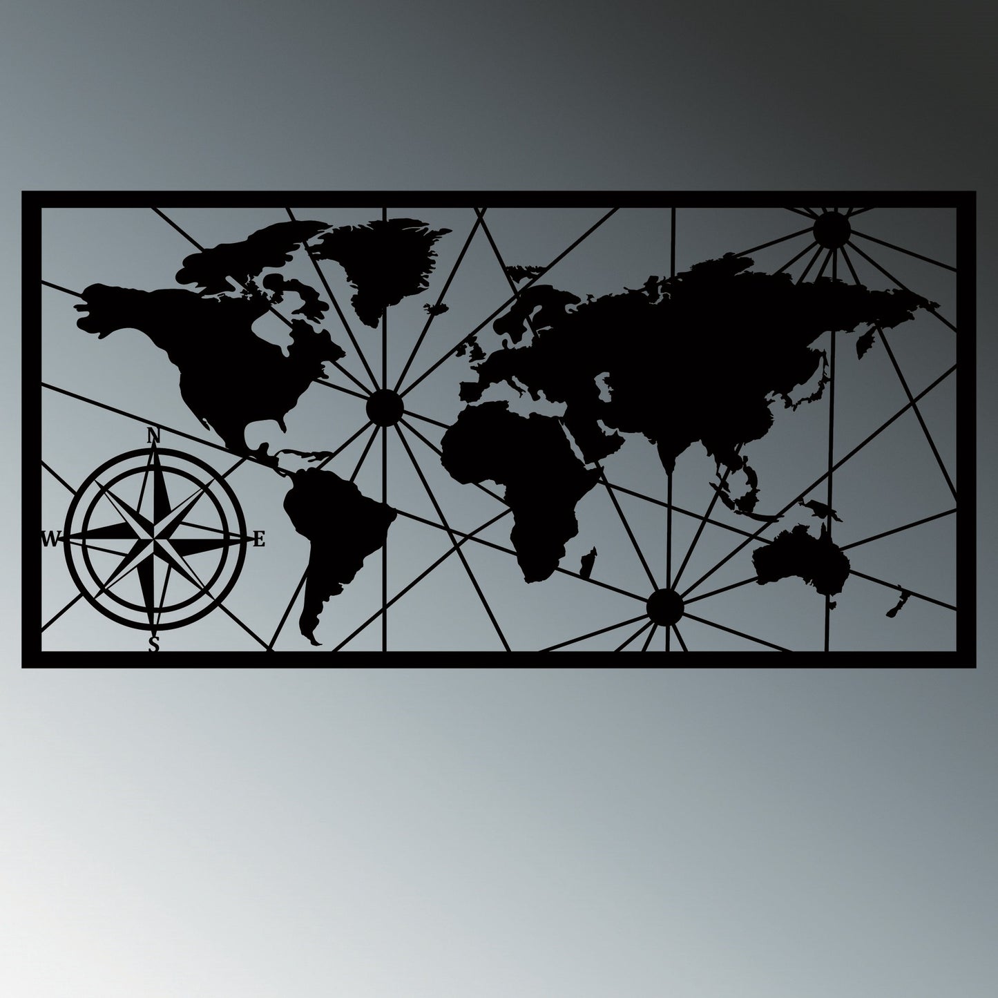 Metalna zidna dekoracija World Map Led 452