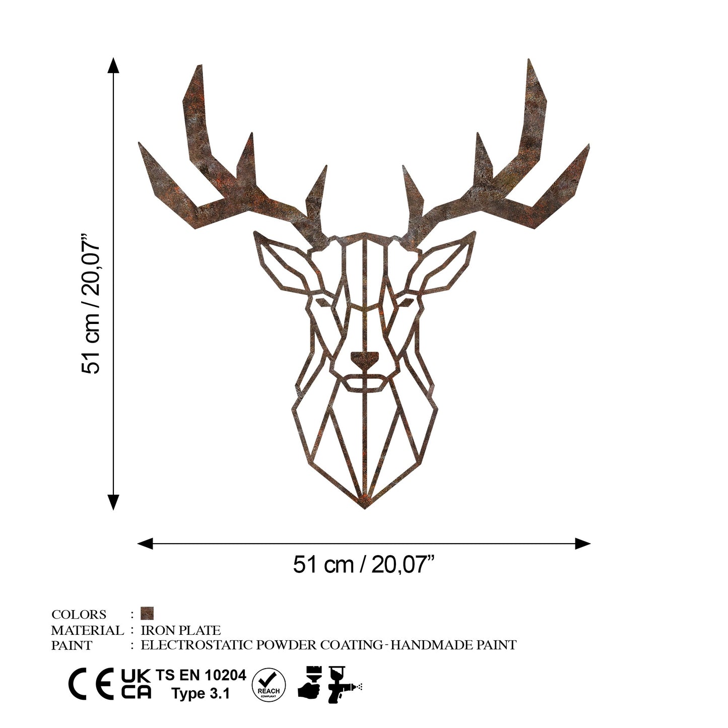 Metalna zidna dekoracija Rusty Deer 1